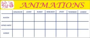Tableau animations pochettes A5