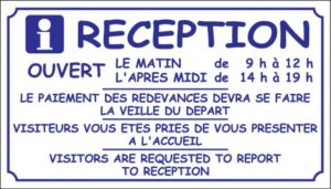 Réception + horaires + redevance + visiteur