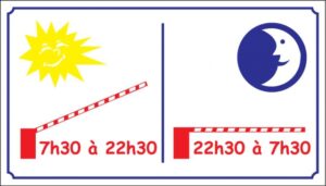 Barrière levante + horaires ouverture fermeture