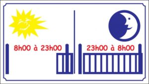 Barrière coulissante + horaires ouverture fermeture