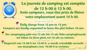 La journée de camping est comptée - Vous êtes priés de libérer votre emplacement avant 10h