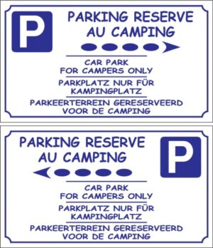 Parking réservé au camping + flèche