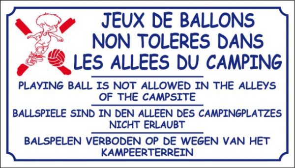 Jeux de ballons non tolérés du camping