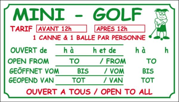 Mini-golf + tarif