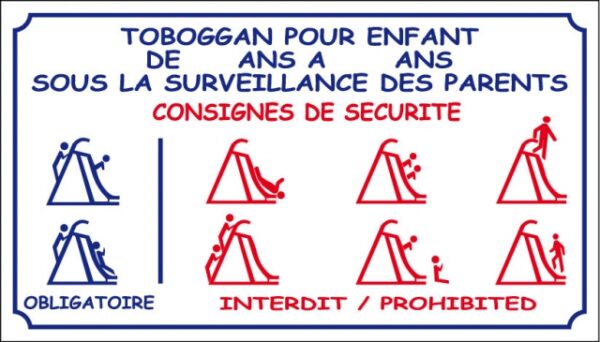 Toboggan pour enfants sous la surveillance des parents - Consigne de sécurité