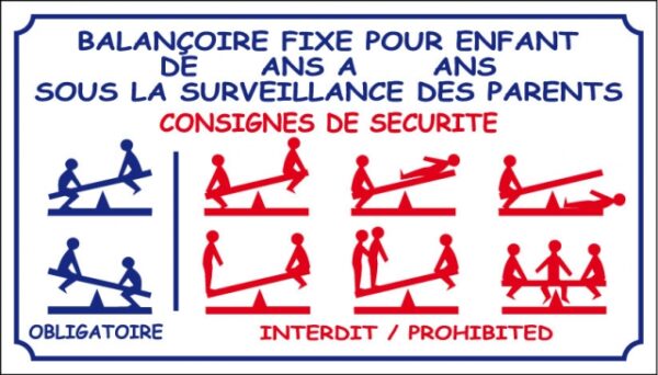 Balançoire fixe pour enfants sous la surveillance des parents - Consignes de sécurité