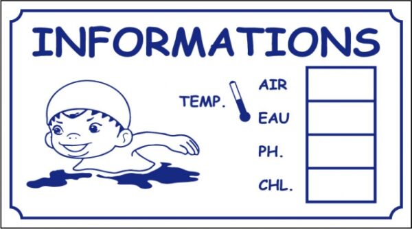 Informations température/chlore/Ph (petit modèle)