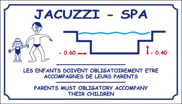 Profondeur Jacuzzi et Spa - Les enfants doivent obligatoirement être accompagnés de leurs parents
