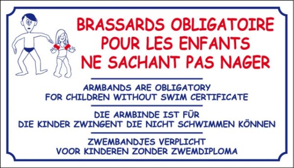 Brassards obligatoires pour les enfants ne sachant pas nager