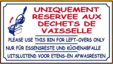 Réservée aux déchets de vaisselle