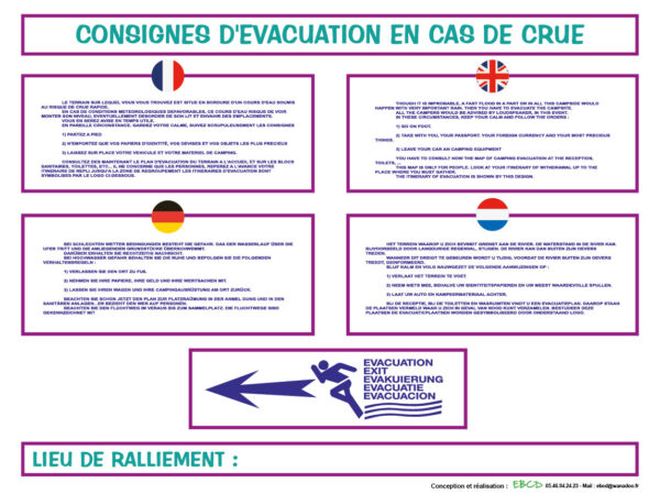 EBCD Signalétique Camping - IE002A Règlement consignes Crue