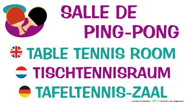 EBCD Signalétique Camping - JE008 Salle de ping-pong 450x250