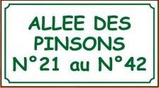 Nom allée et numéros parcelles