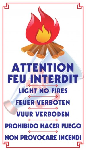Attention feu interdit "buche" (6 langues)