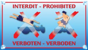 Interdit plonger + bombe logo