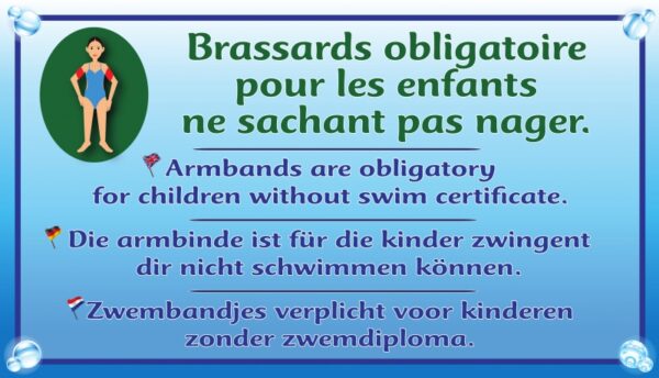 Brassards obligatoires pour les enfants ne sachant pas nager