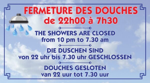 Fermeture des douches + horaires