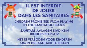 Interdit de jouer dans les sanitaires