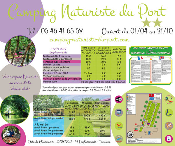 EBCD Signaletique camping - Port panneau tarif 2019 1500 x 1250