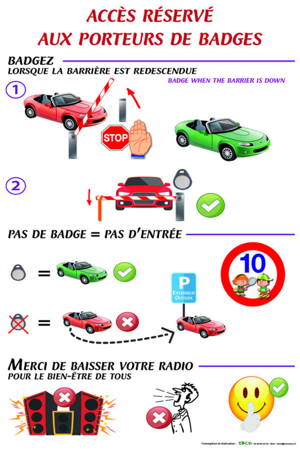 EBCD Signalétique Camping - CN034 notice badges barrières vertical