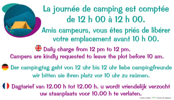 EBCD Signalétique Camping - CE004 Journée de camping comptée + horaires
