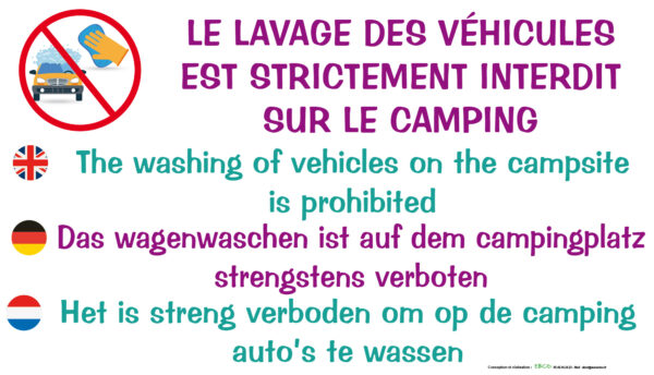 EBCD Signalétique Camping - CE018 Lavage véhicule interdit