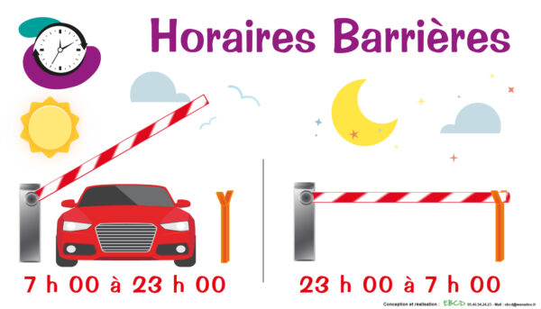 EBCD Signalétique Camping - CE034 Horaires barrières