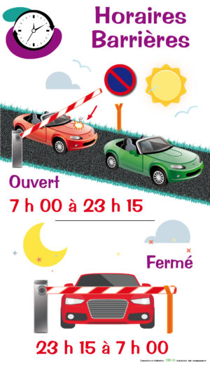 EBCD Signalétique Camping - CE034b Horaires barrières vertical