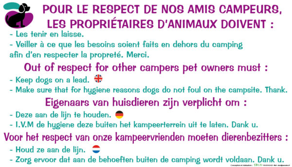 EBCD Signalétique Camping - EE002 Chien en laisse respect campeurs