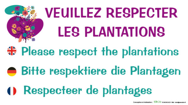 EBCD Signalétique Camping - EE007A Veuillez respecter les plantations