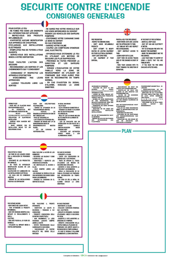 EBCD Signalétique Camping - IE001vertical Reglement incendie PM plan vertical