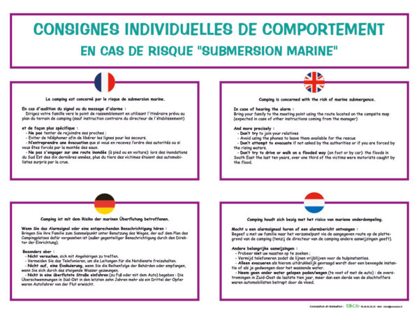 EBCD Signalétique Camping - IE018C Reglement submersion marine