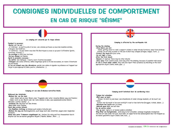 EBCD Signalétique Camping - IE018D Reglement comportement séisme