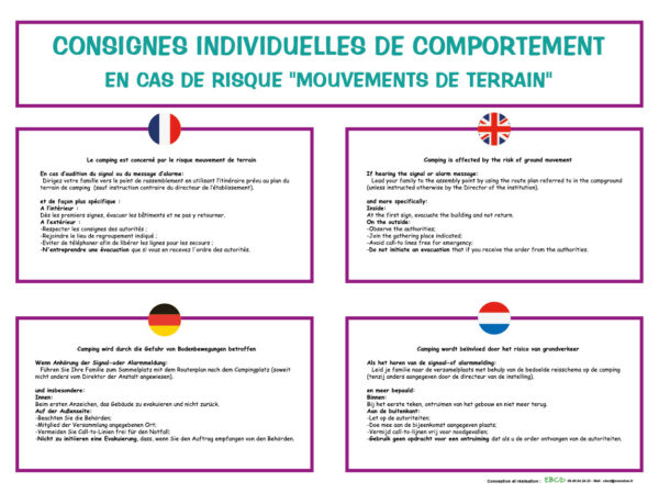 EBCD Signalétique Camping - IE018E Reglement comportement mouvements de terrains