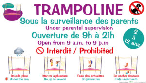 EBCD Signalétique Camping - JE000 trampoline + horaire ouverture