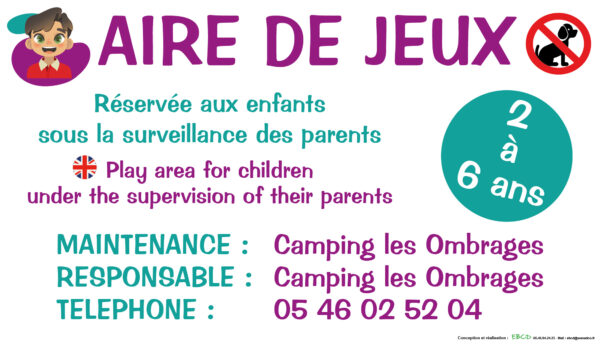 EBCD Signalétique Camping - JE048 aire de jeux maintenance