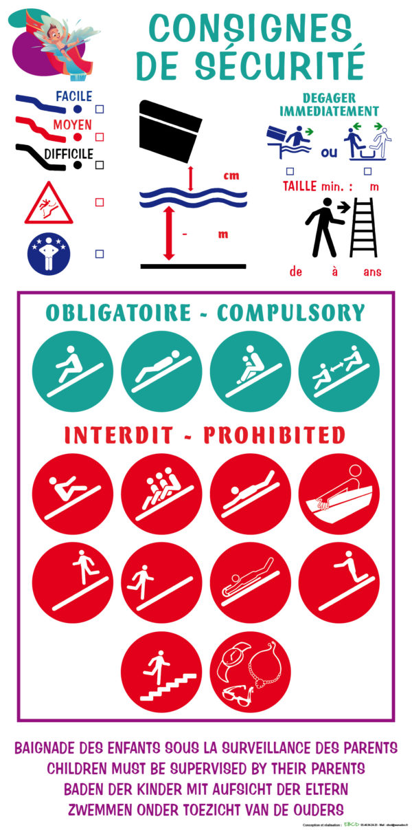 EBCD Signalétique Camping - PE010 Consignes de sécurité toboggan piscine