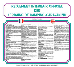 EBCD Signalétique Camping - RE001A Réglement intérieur 2020 Petit Modéle