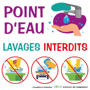 EBCD Signalétique Camping - SE006 Point eau lavages interdits 18x18