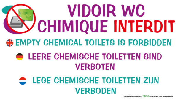 EBCD Signalétique Camping - SE010A Vidoir wc chimique interdit 45x25