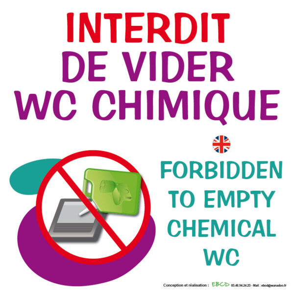 EBCD Signalétique Camping - SE010B Interdit vider wc chimique Fr-En 30x30