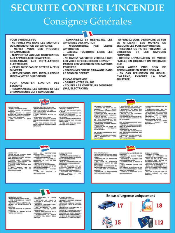 EBCD Signalétique Camping - Camping Paradis - IE001CP Rglt incendie GM 750x1000