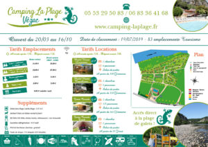 EBCD Signalétique Camping - PLAGE 24 2021 Panneau tarif 1700 x 1200