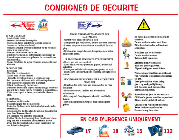 EBCD Signalétique camping - IE001B13 Consignes de sécurité 450x350