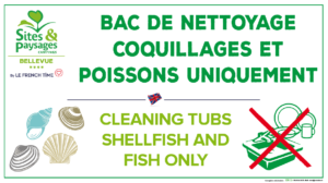 EBCD Signalétique Camping - Sites & Paysages - Bac de nettoyage coquillages et poissons 450x250 S021 SP