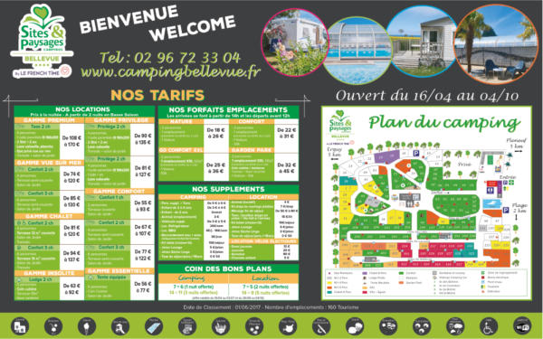 EBCD Signalétique Camping - Sites & Paysages - Panneau tarif 2000 x 1250 ref T002A