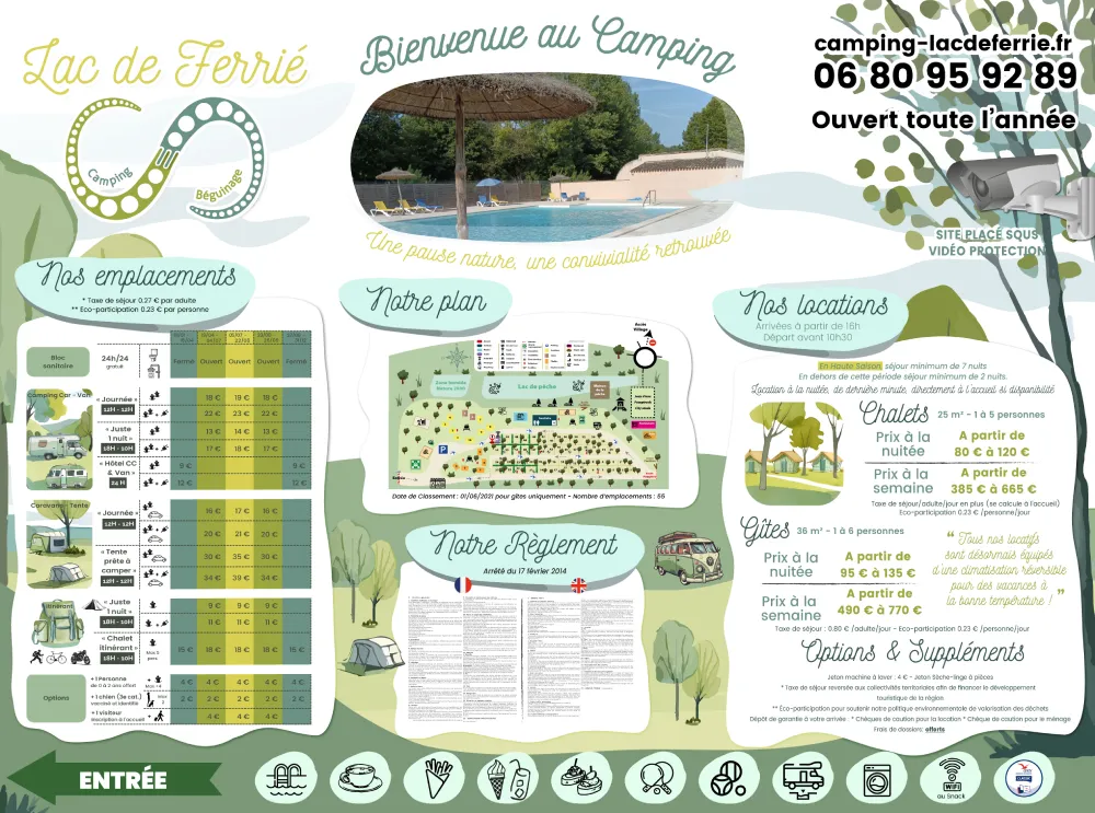 EBCD Signalétique Camping -panneau tarif - LAC-DE-FERRIE
