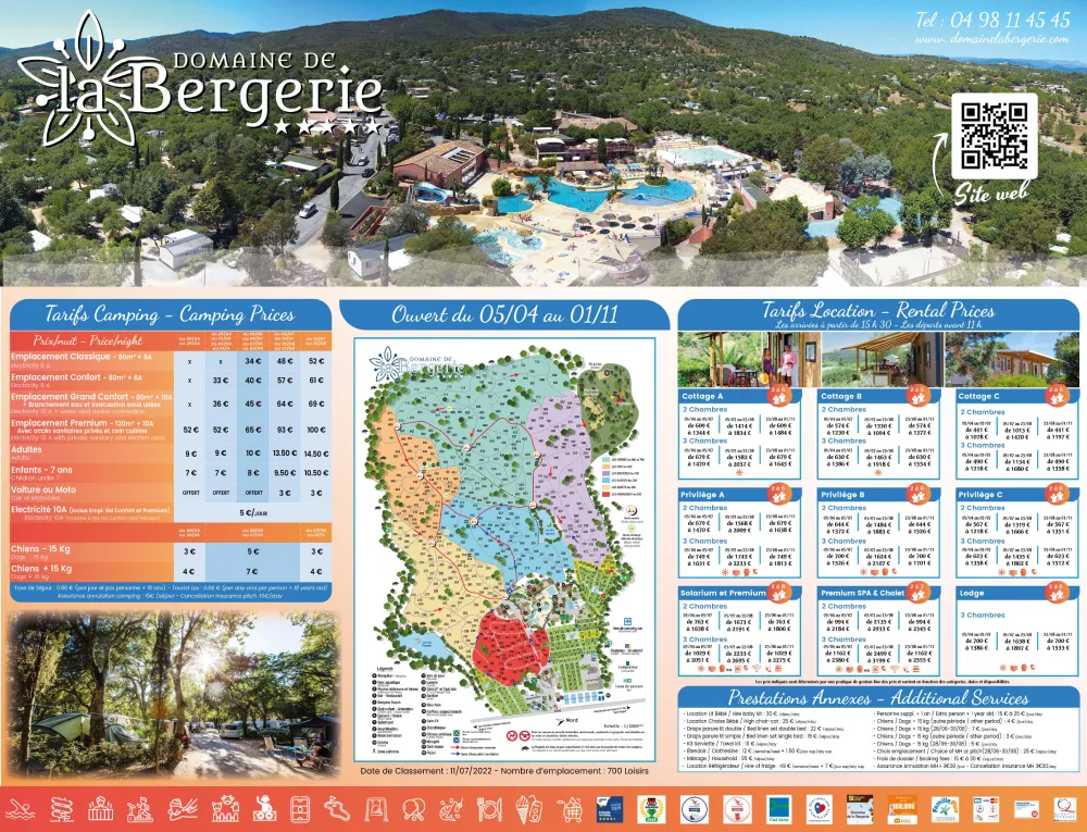 EBCD Signalétique Camping -panneau tarif plan - DOMAINE-DE-LA-BERGERIE