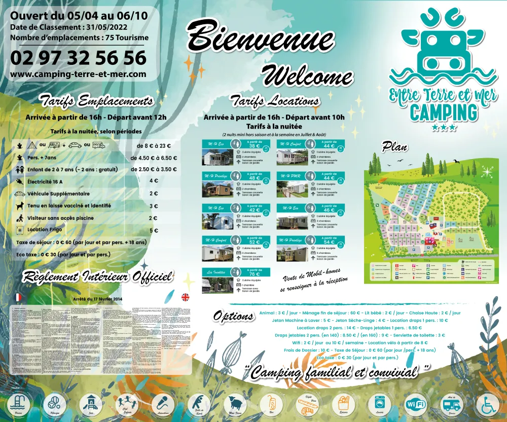 EBCD Signalétique Camping -panneau tarif plan - ENTRE-TERRE-ET-MER