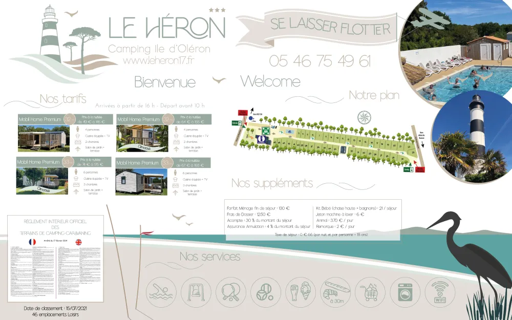 EBCD Signalétique Camping -panneau tarif plan - Heron